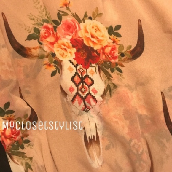 Show Me Your MuMu NWT Desert Longhorn Cow Skull Romper Medium - Picture 3 of 6